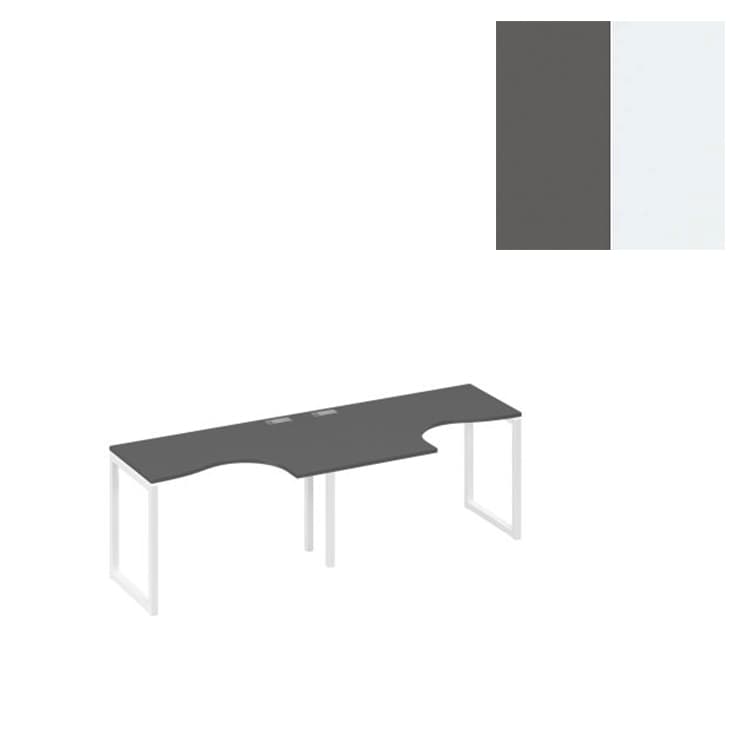 Рабочая станция Юнитекс А4 столы Классика опоры QUATTRO (2х120) А4 Б4 031-2 АР (240x90x75) антрацит премиум/металлокаркас белый