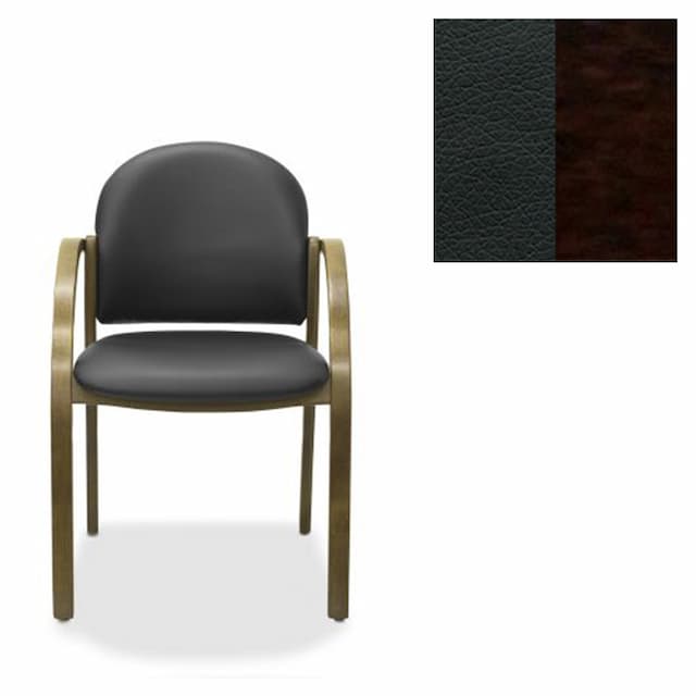 Офисный стул Юнитекс Джуно экокожа премиум черная CN1114/дерево-венге