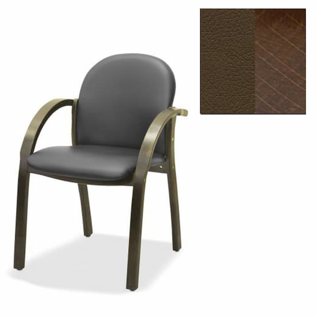 Офисный стул Юнитекс Джуно люкс экокожа премиум коричневая CN1116/дерево-орех