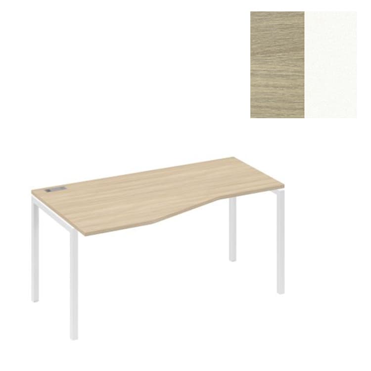 Стол эргономичный левый Юнитекс А4 "Техно" на металлокаркасе DUE А4 Б2 065 ДК (160x90x75) дуб скандинавский/металлокаркас белый