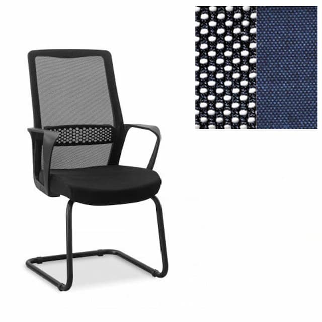 Кресло посетителя Юнитекс Space S на раме сетка/ткань Bahama черная/синяя