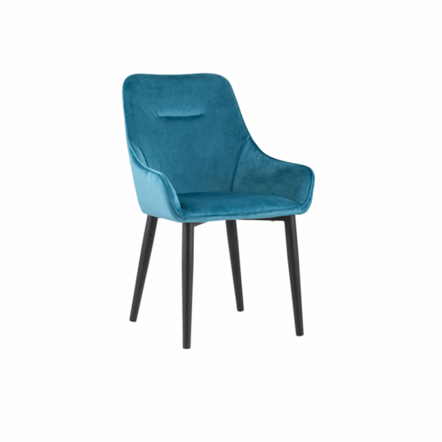 Стул-полукресло Клен Дубай сгр118 с мягким сиденьем, с черными матовыми ножками  (вельвет, темно-бирюзовый)