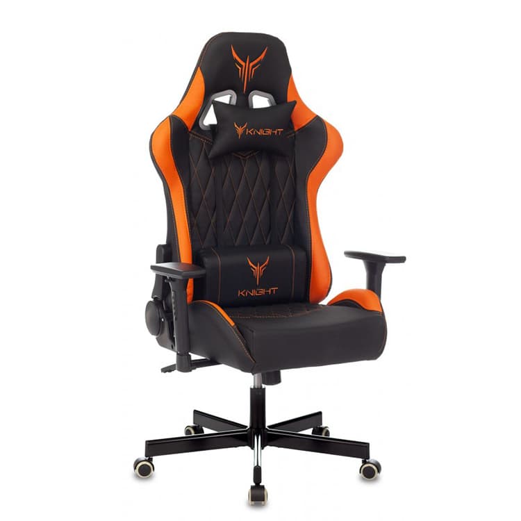 Кресло игровое Knight ARMOR черный/оранжевый ромбик эко.кожа с подголов. крестов. металл