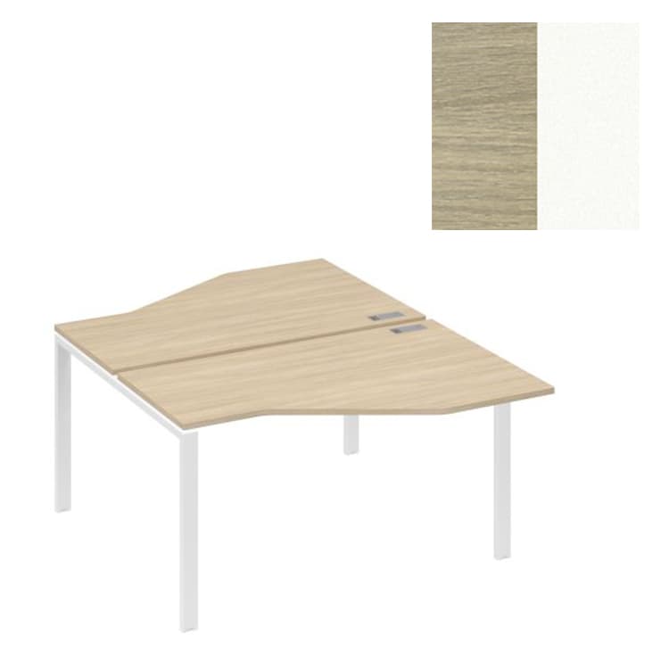 Рабочая станция (2х140) Юнитекс А4 со столами "Техно" на каркасе UNO А4 Б1 187 ДК (140x184x75) дуб скандинавский/металлокаркас белый